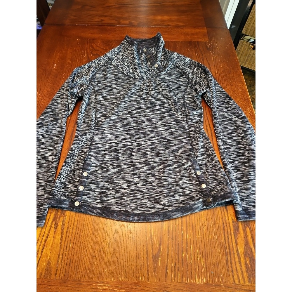 Women’s Navy Gray Space-Dye Pullover Top